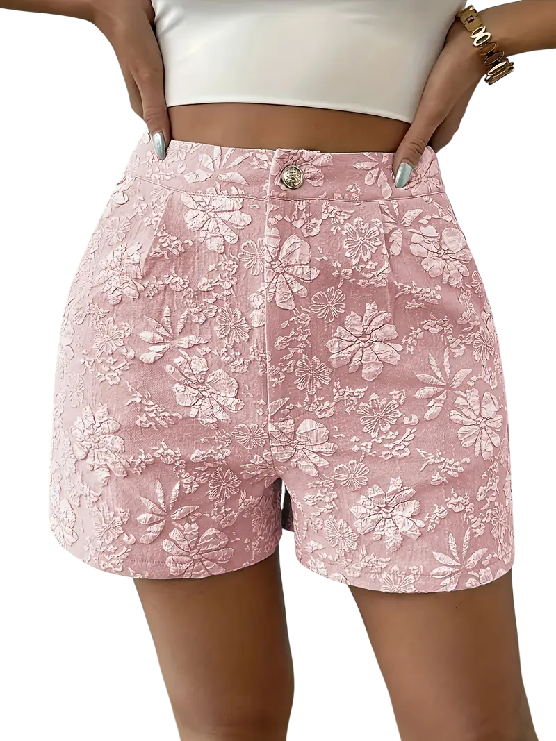 Bernice - Stylish High-Waisted Floral Embroidered Shorts