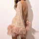 Sophie - Glamorous Evening Dress with Sequins and Feather Hem
