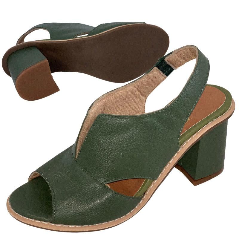 Rae - Stylish Women's Leather Sandals with Comfortable Block Heels