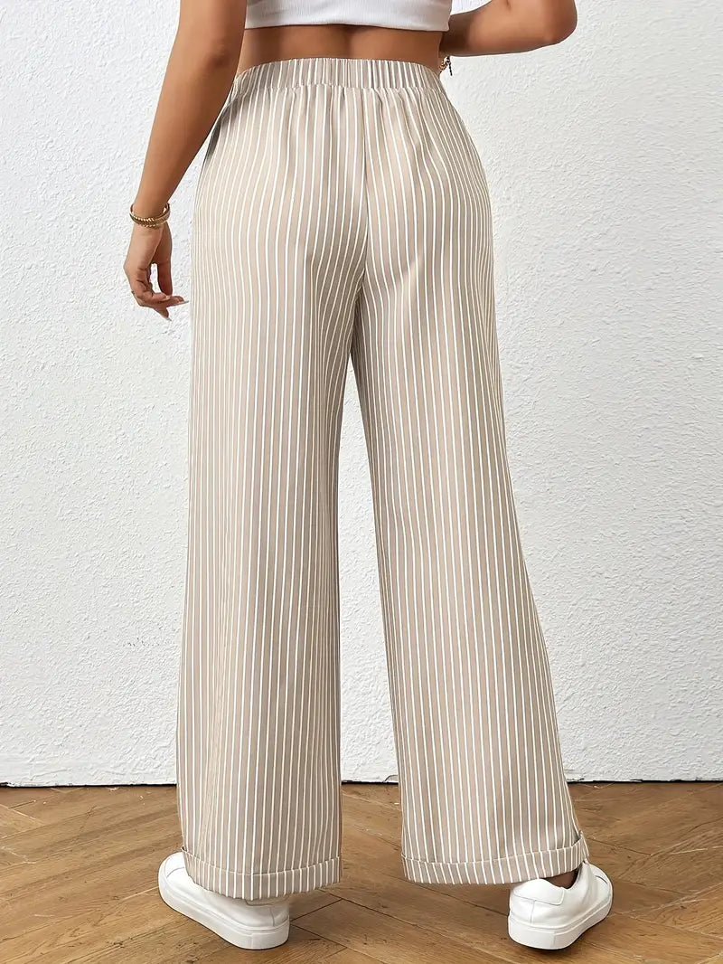 Brianna - Stylish Wide-Leg Striped Trousers for Effortless Chic Look