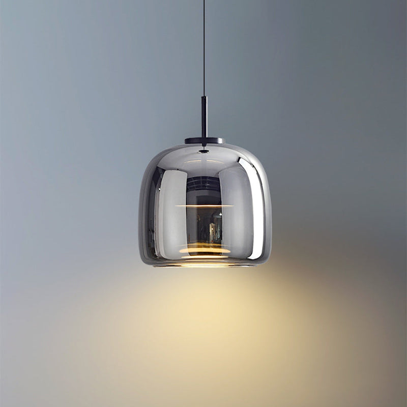 Framevia - AmberGlow Retro LED Pendant Lights Gold Metal Glass