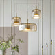 Framevia - AmberGlow Retro LED Pendant Lights Gold Metal Glass
