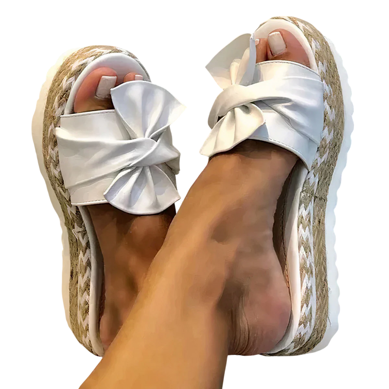 Helene - Trendy Woven Platform Sandals with Knotted Bow Detail