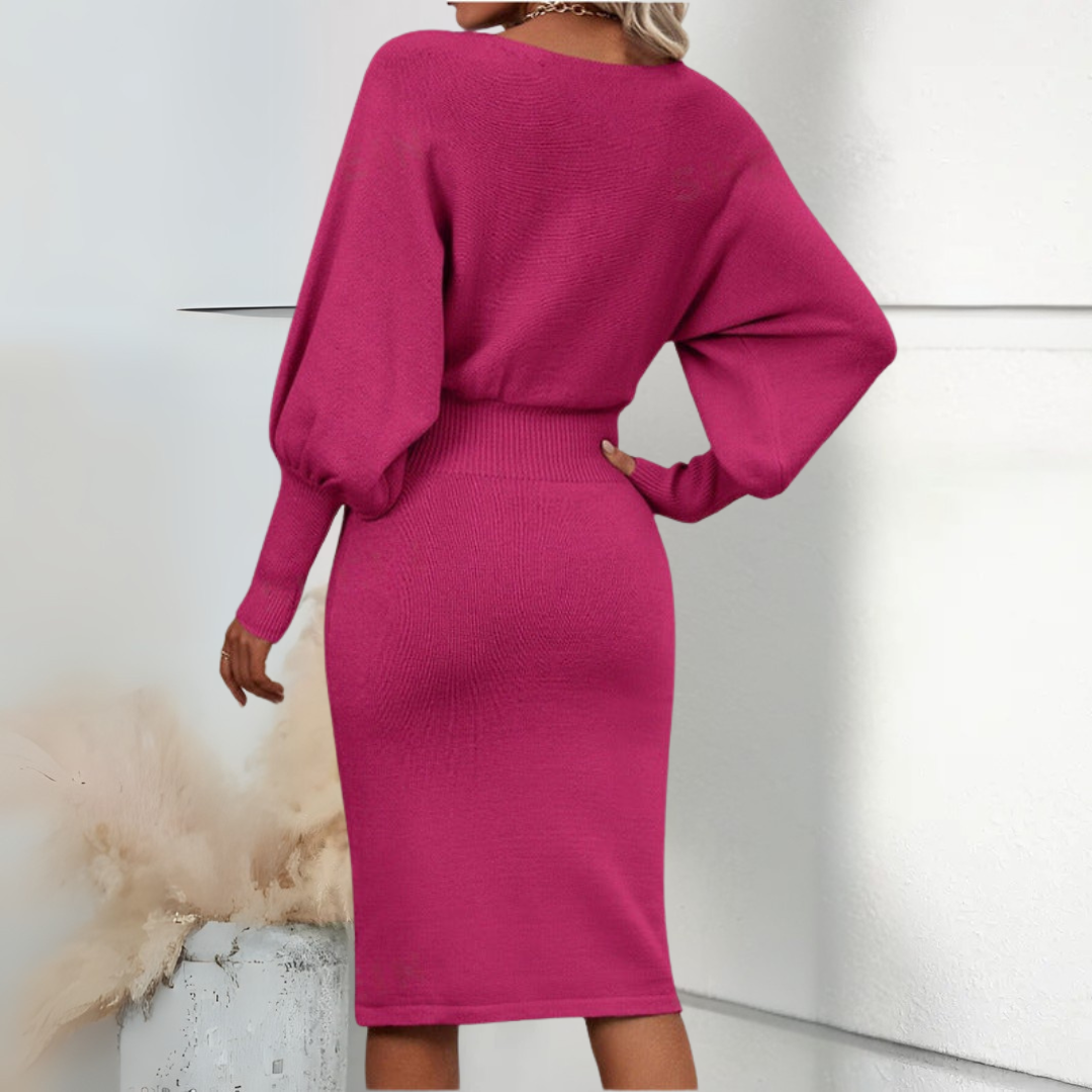 Monica - Elegant Women's Knitted Midi Dress for Timeless Style