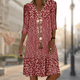 Abigail - Stylish Floral Print Dress with V-neck and 3/4 Sleeves