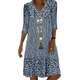 Abigail - Stylish Floral Print Dress with V-neck and 3/4 Sleeves