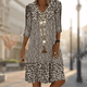 Abigail - Stylish Floral Print Dress with V-neck and 3/4 Sleeves
