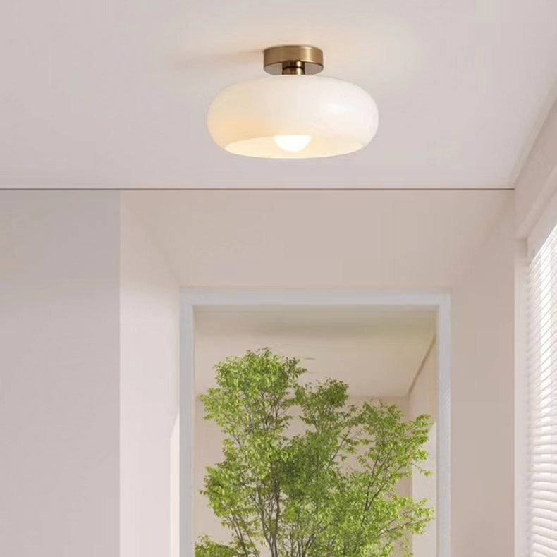 Ambrelle – Round Ceiling Light with Amber Glass Shade