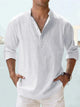 Terrence - Mens Open Collar Summer Shirt Linen Blend Casual