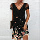 Zendaya - Elegant V-Neck Midi Dress with Wave Pattern and Lace Sleeves