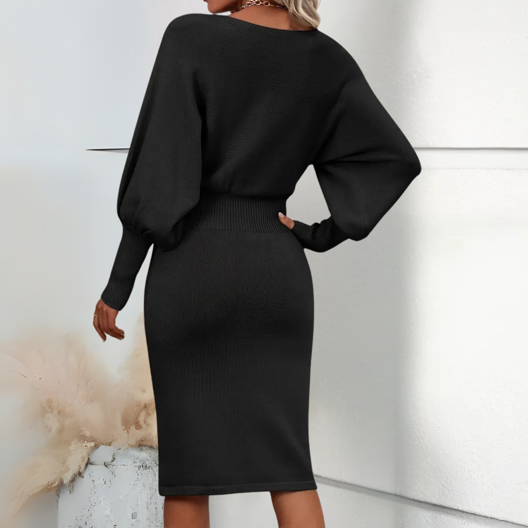 Monica - Elegant Women's Knitted Midi Dress for Timeless Style