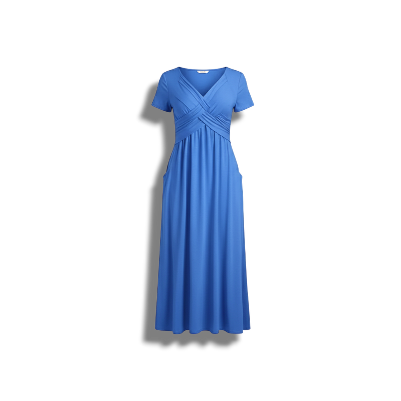 Demi - Soft A-Line Midi Dress with V-Neck for Women