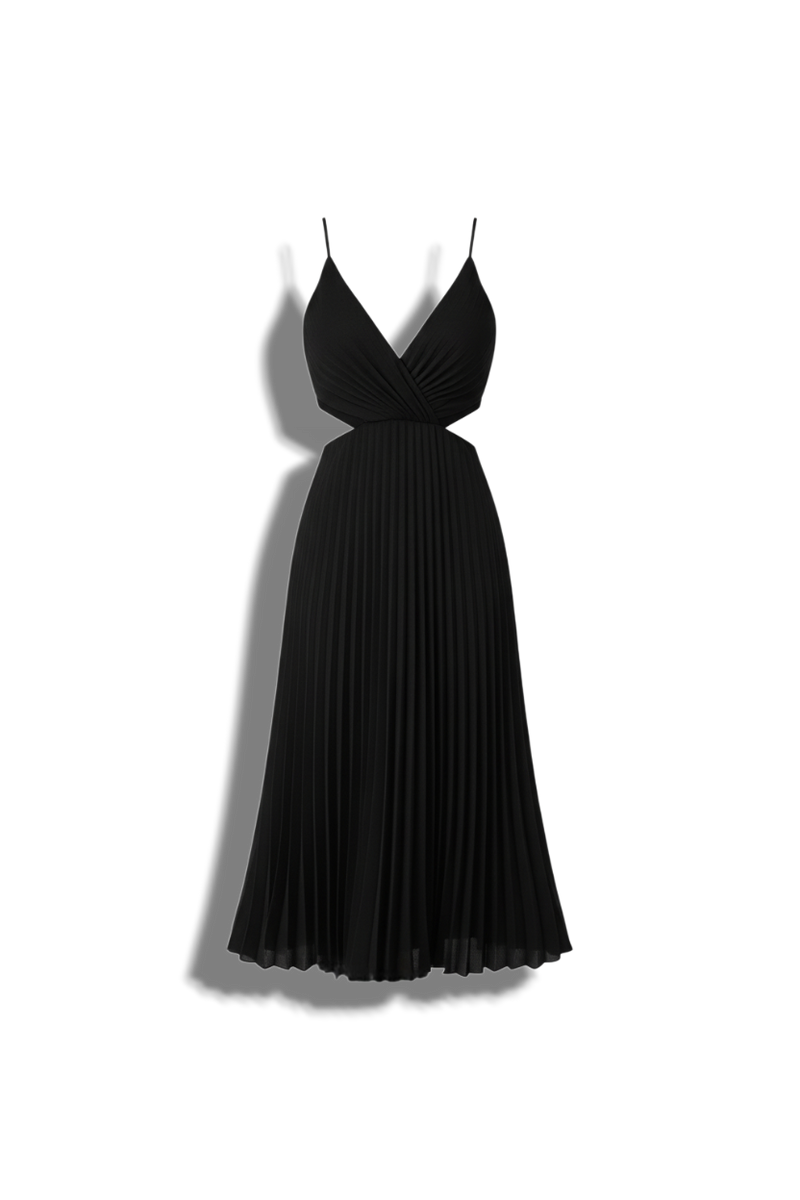 Rainelle - Elegant Sleeveless V-neck Maxi Dress with Pleated Skirt