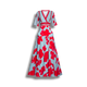 Fleur- Stunning Women's Long Dress with Deep V Neck and Flowing Skirt