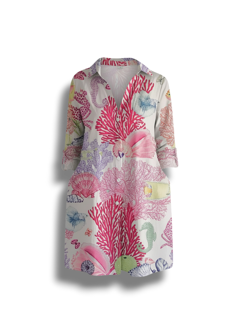 Océane - Effortless Floral Breeze Button-Up Shirt for Elegant Style