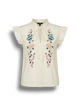 Delilah - Vintage Blouse with Embroidered Ruffle Sleeves and Floral Detail