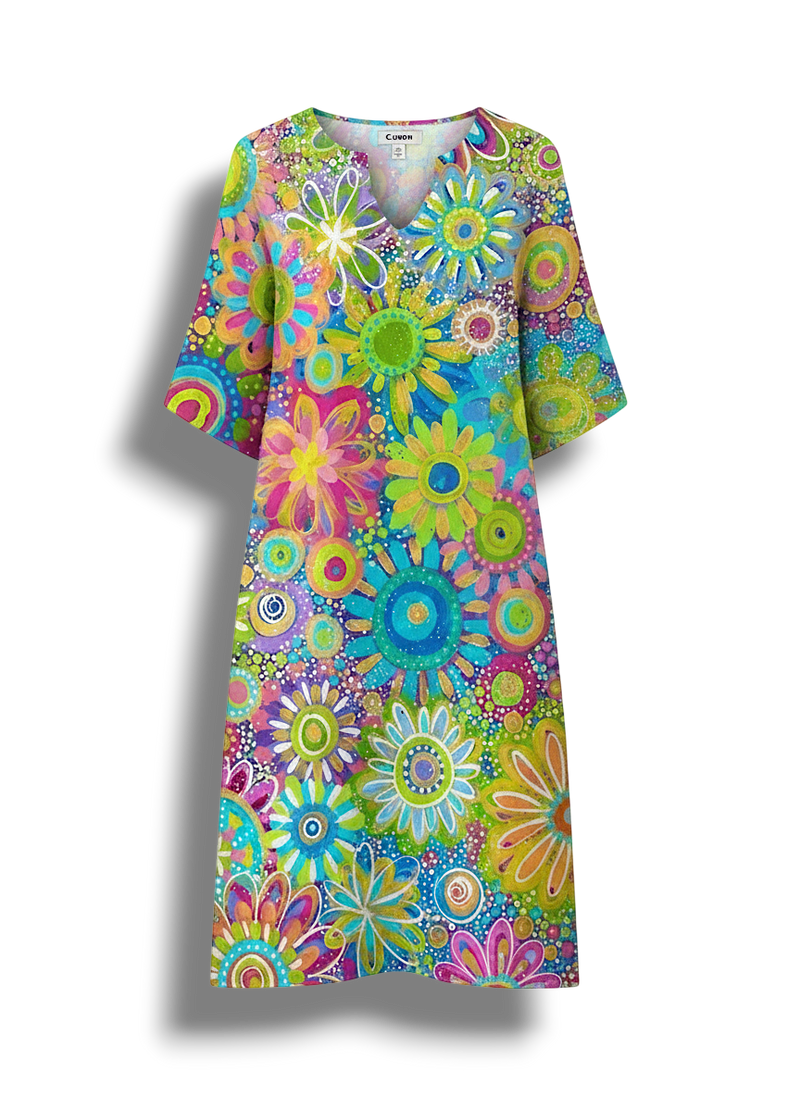 Philipa - Charming Floral Dress with V-neck Design for Women