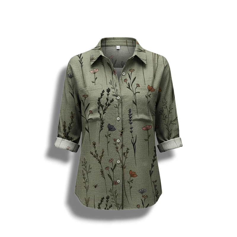 Mona - Women's Vintage Blouse with Floral Pattern and Timeless Elegance