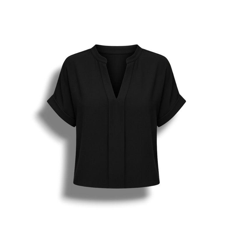 Amy - Elegant Women's Short-Sleeved Blouse with V-Neck Design