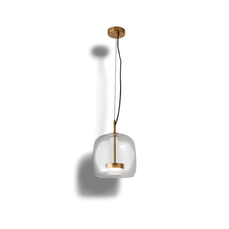 Framevia - AmberGlow Retro LED Pendant Lights Gold Metal Glass