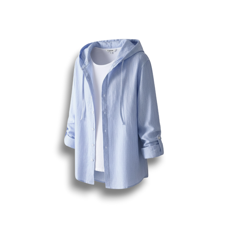 Lilac - Stylish Linen Hoodie Blouse for Effortless Summer Fashion