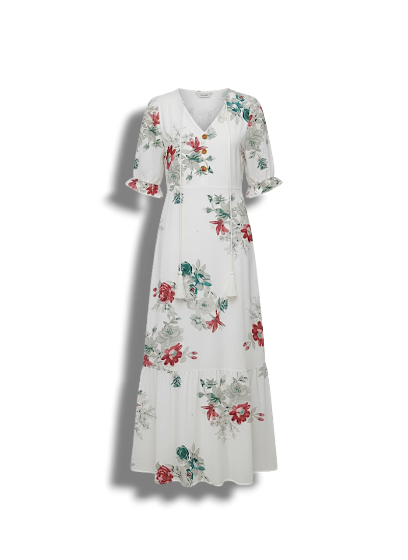 Golda - Floral Print Women's Maxi Dress for Summer Outings