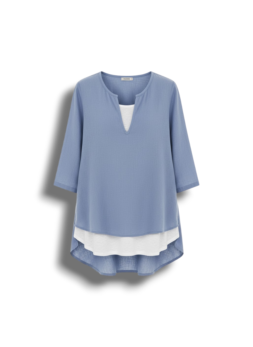 Claudine - Stylish Women's Shirt with V-neck and 3/4 Sleeves