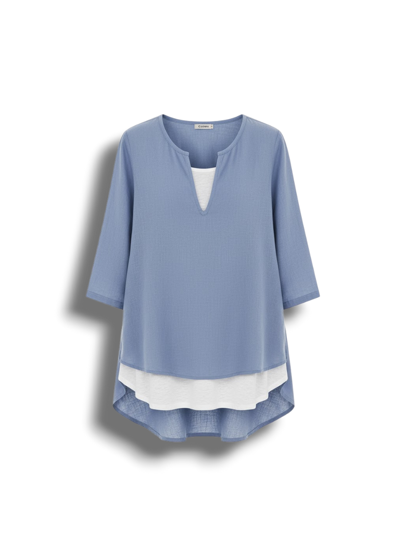 Claudine - Stylish Women's Shirt with V-neck and 3/4 Sleeves