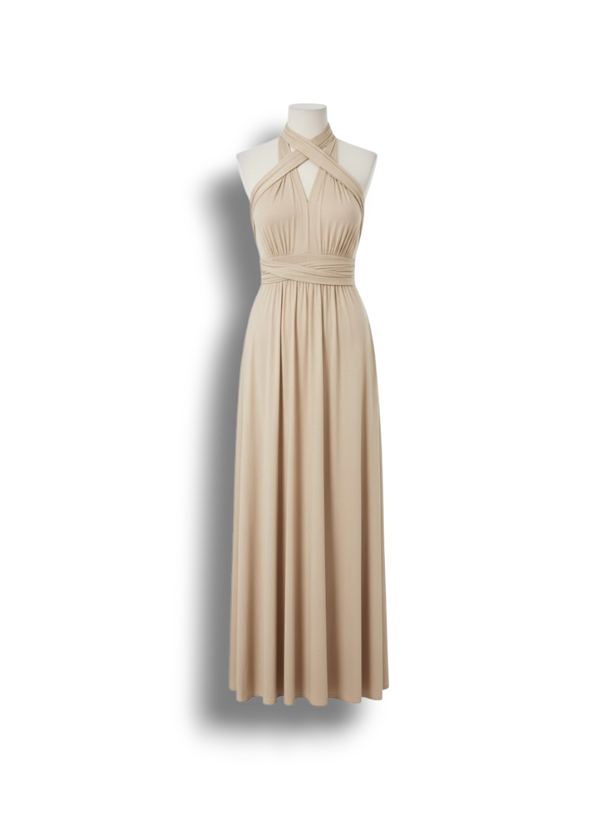 Carwyn - Elegant Women's Dress with Ruffled Back and Flirty Tie Belt