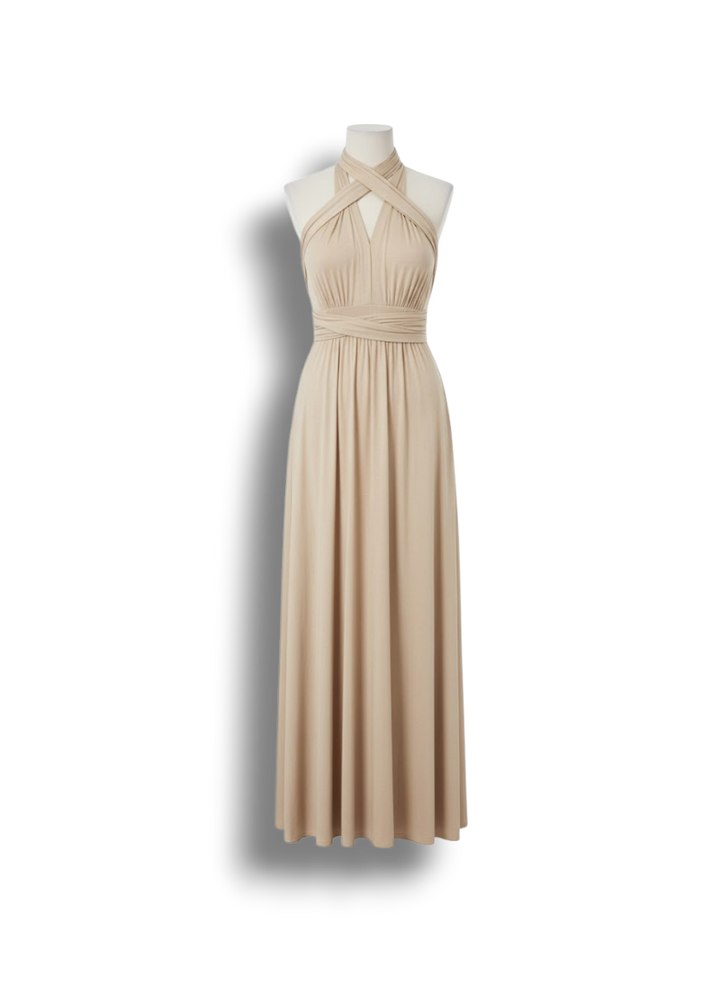 Carwyn - Elegant Women's Dress with Ruffled Back and Flirty Tie Belt