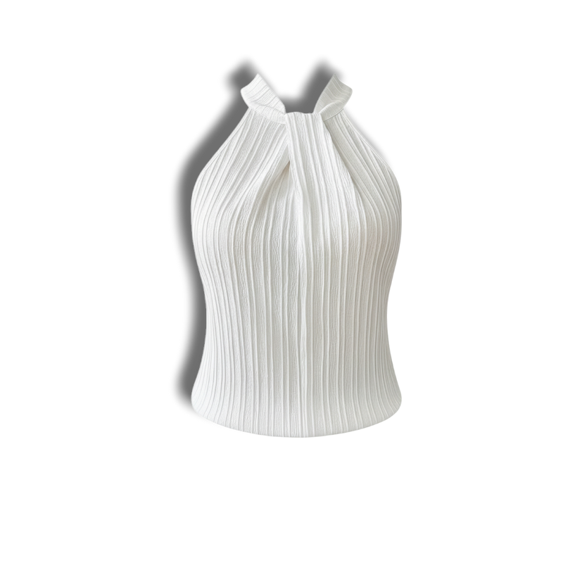 Joy - Elegant Halter Top with Chic Pleated Texture