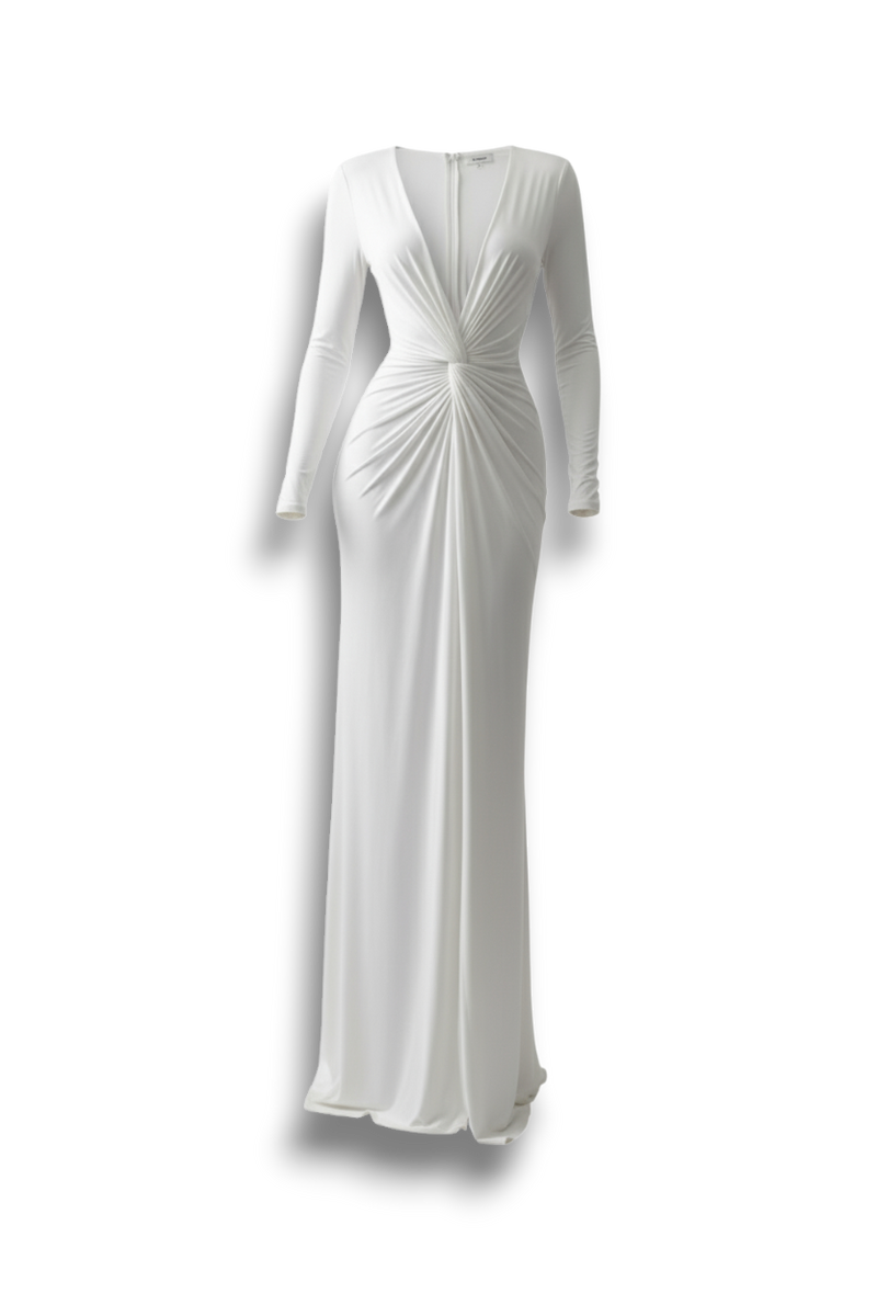 Liddy - Elegant Dress with V-neck and Pleated Neckline