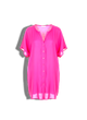 Shauna - Vibrant Pink Linen Tunic Lightweight Beach Coverup