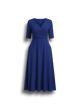Monica - Elegant Crossover Midi Dress with A-line Silhouette and V-neck