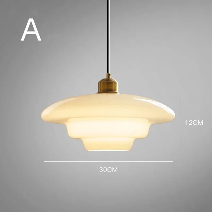 Sunlora - Nives Glass Pendant Lamp Cream White Adjustable Hanging