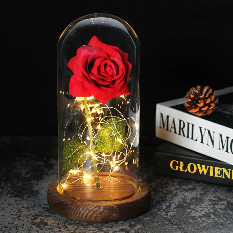 Floréra – Eternal Rose in Glass Dome with LED Light