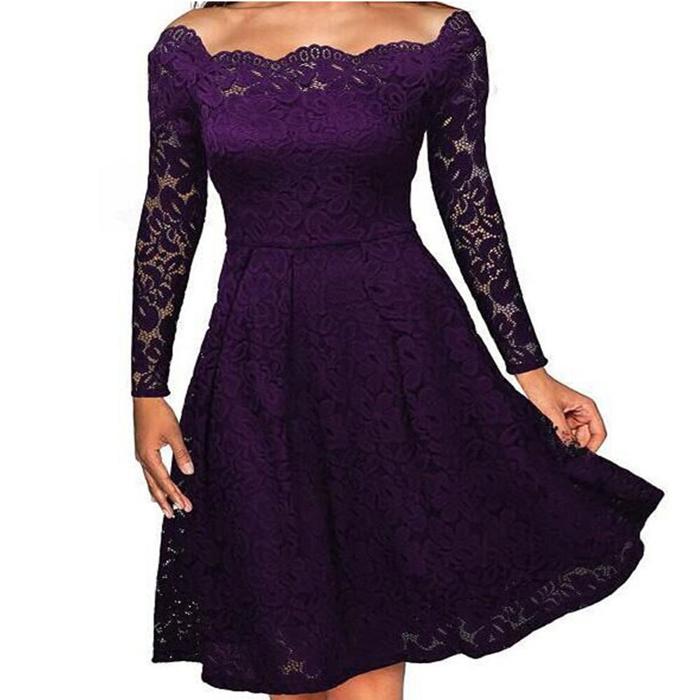 Eseld - Elegant Off-Shoulder Lace Dress for Special Occasions