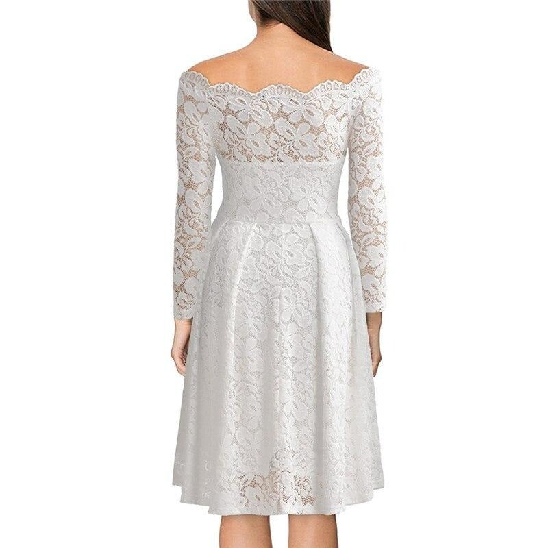 Eseld - Elegant Off-Shoulder Lace Dress for Special Occasions