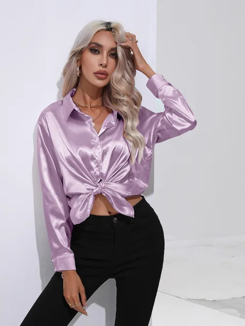 Damara - Elegant Loose Satin Long Sleeve Blouse for Women