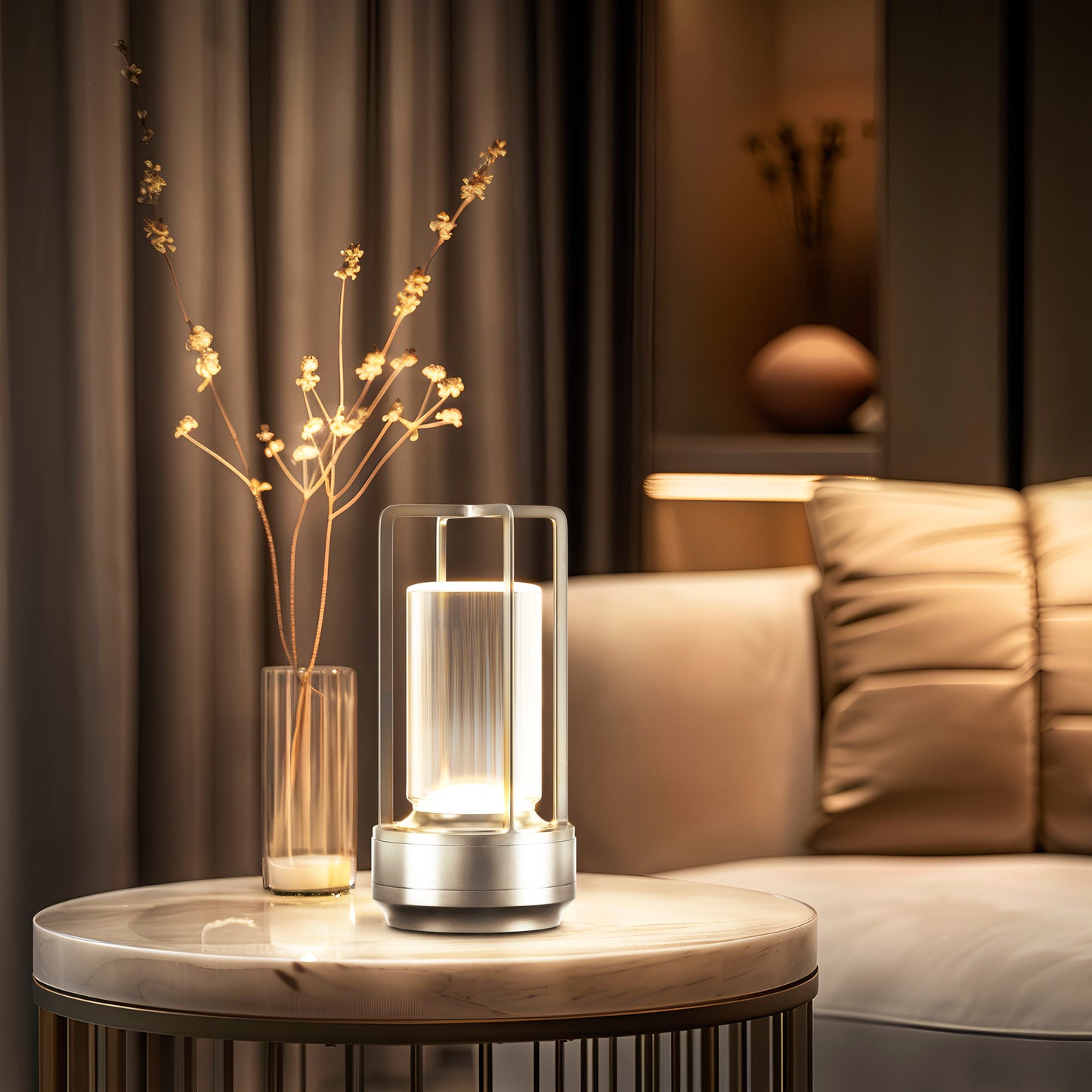 Betsy - Modern crystal table lamp with wireless rechargeable design