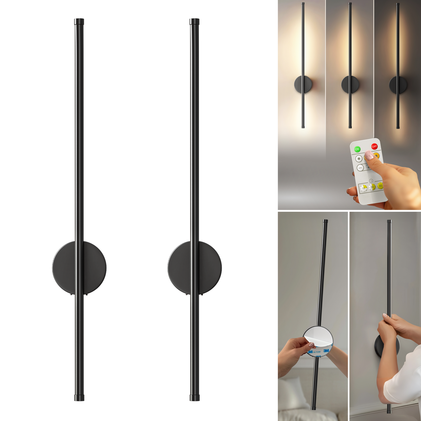 Bernadette - Wireless modern wall lights set with sleek rechargeable design
