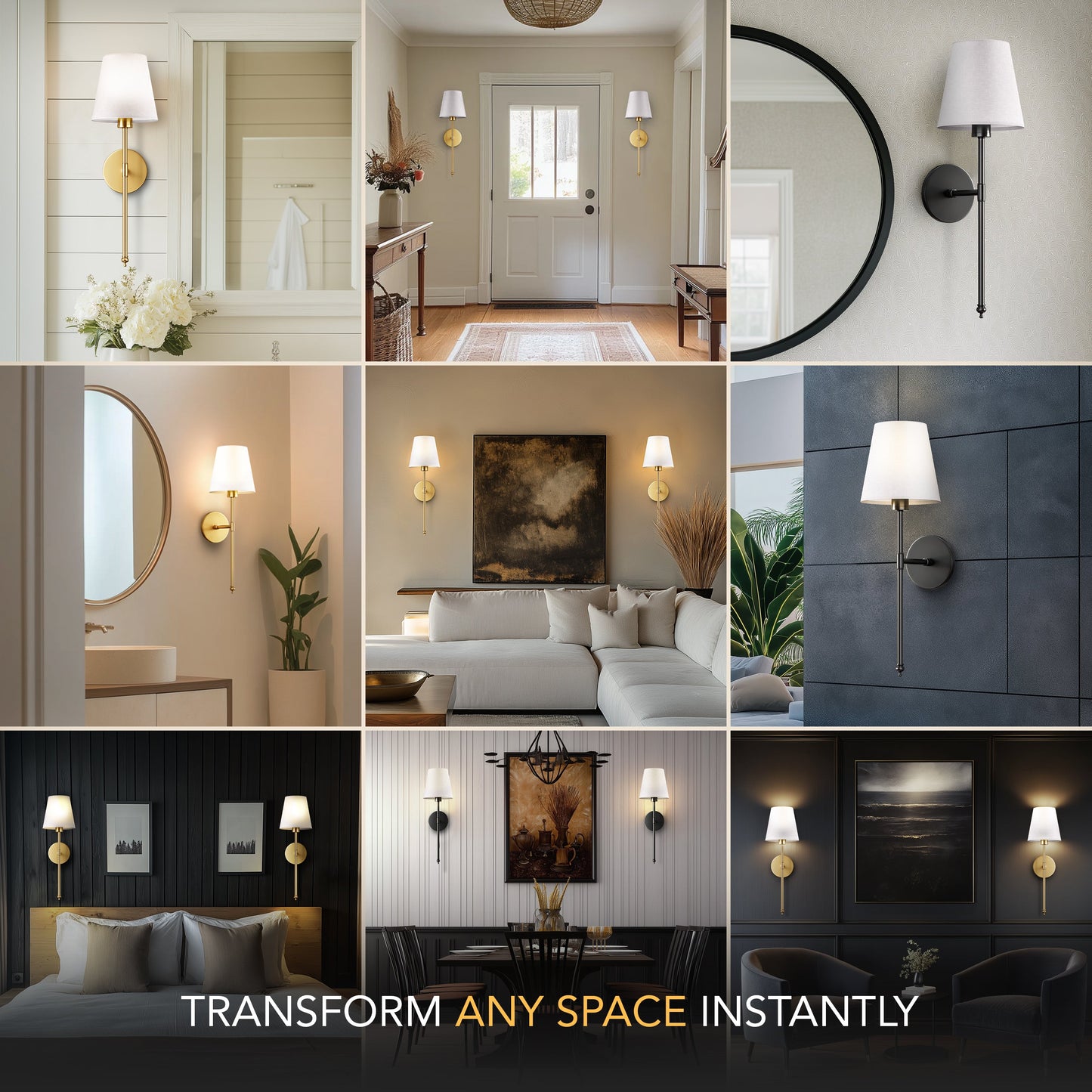 Cali - Wireless Wall Sconces Set of 2 with Rechargeable Battery and Easy Installation
