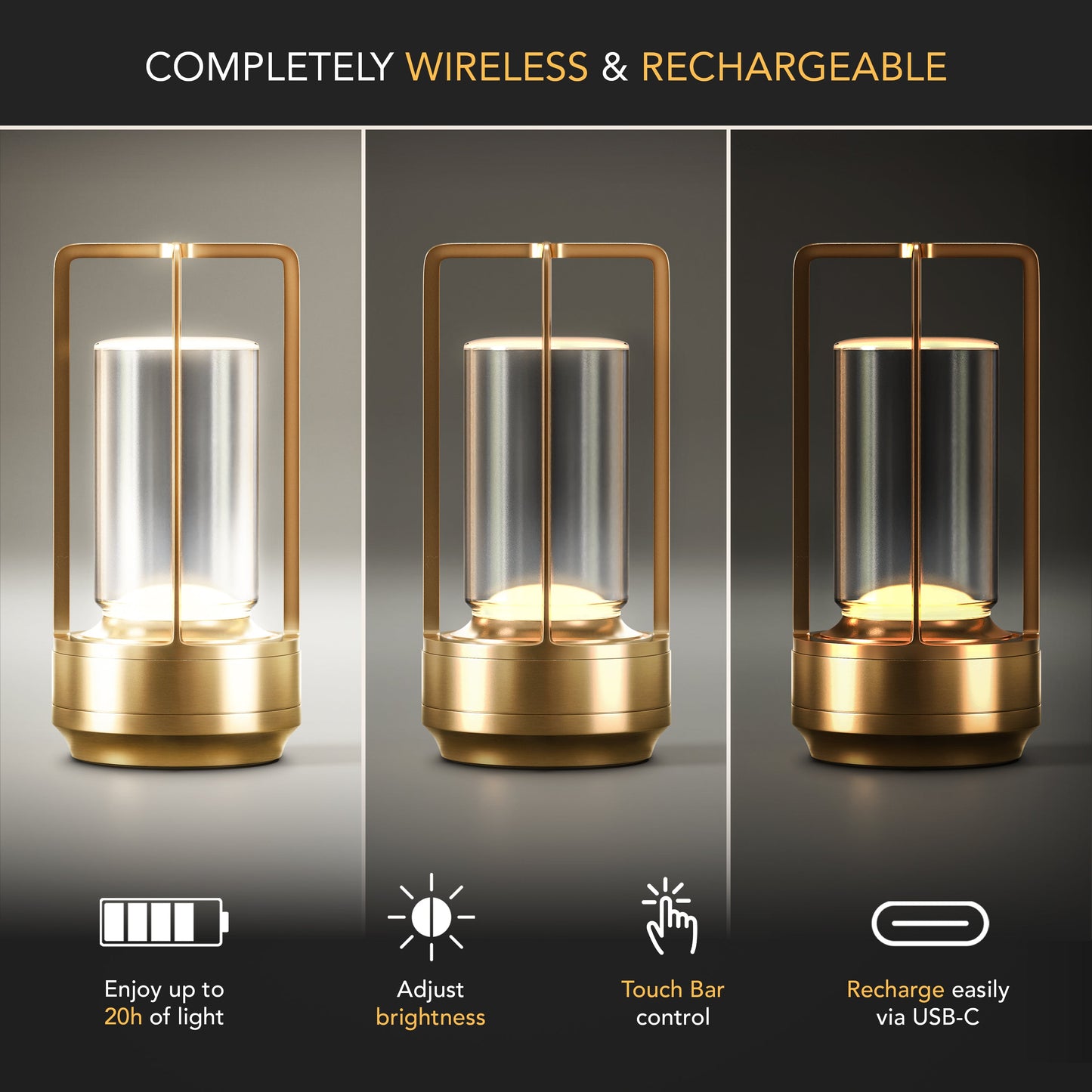 Betsy - Modern crystal table lamp with wireless rechargeable design