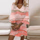 Ilaria - Lightweight Elegant Women's Mini Dress with V-Neck and Flared Sleeves