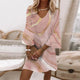 Ilaria - Lightweight Elegant Women's Mini Dress with V-Neck and Flared Sleeves
