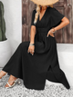 Vespera - Elegant Long Dress for Women with V-neck and Short Sleeves