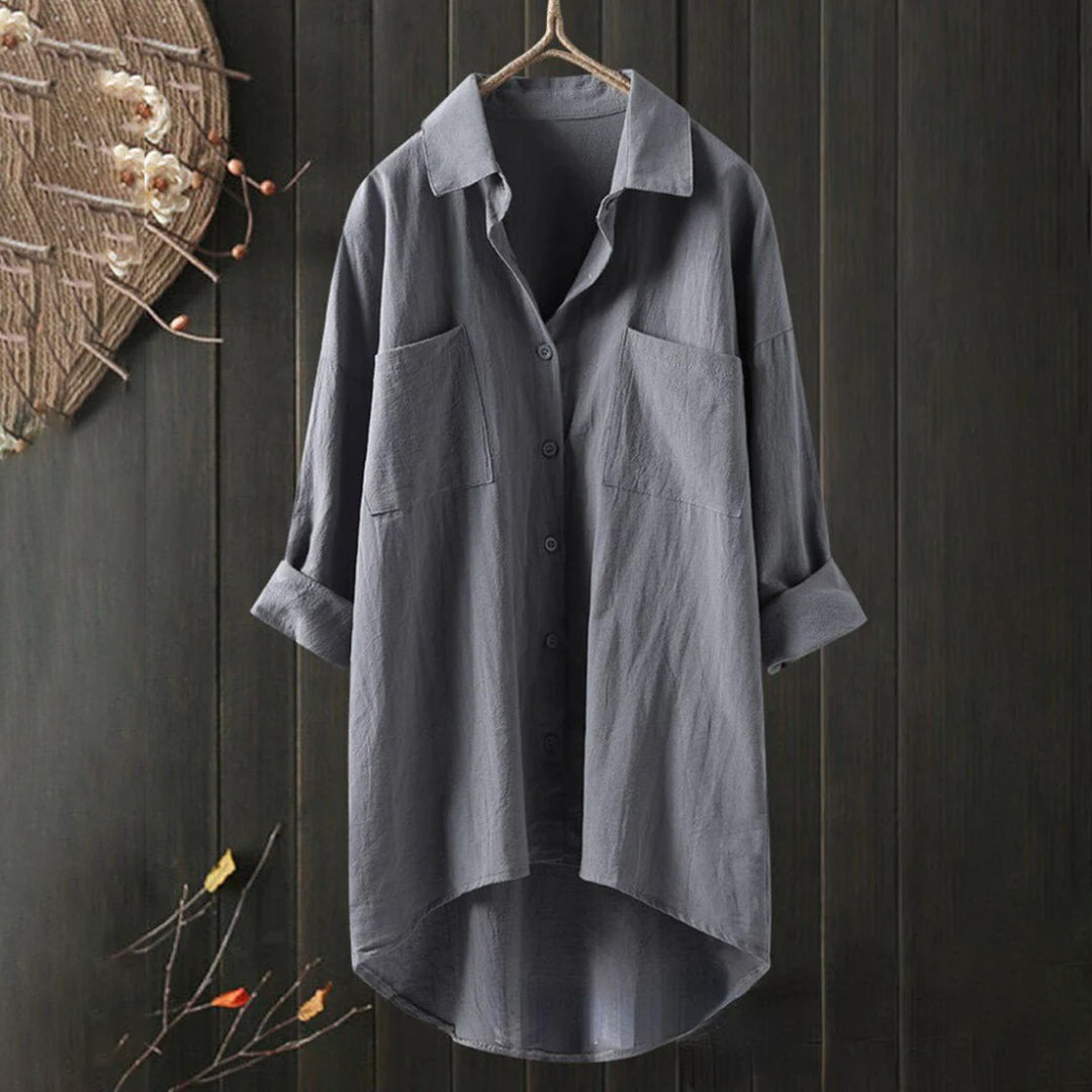 Liora - Stylish Women's Button-Down Shirt in High-Quality Linen