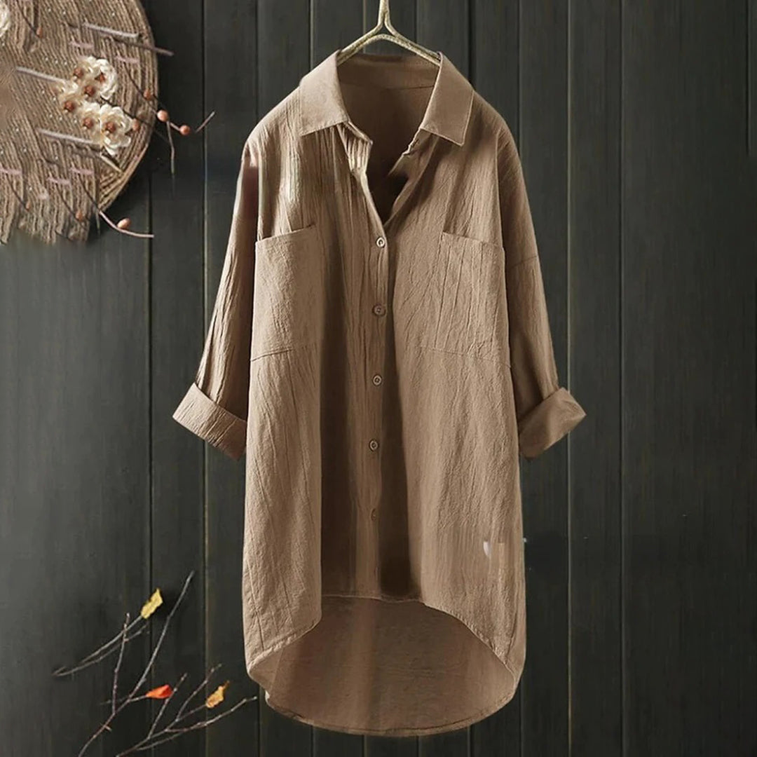 Liora - Stylish Women's Button-Down Shirt in High-Quality Linen