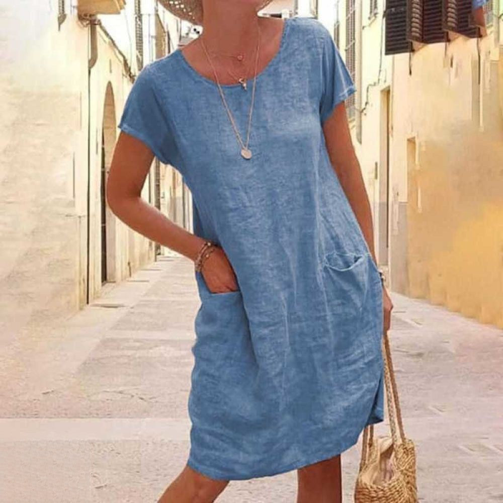 Daphne - Elegant Women's Linen Dress for Warm Weather