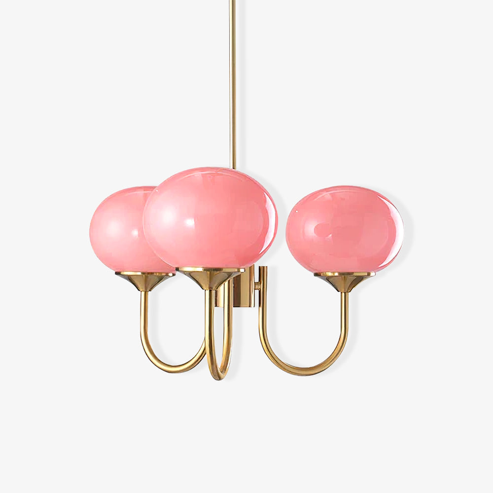 Mysten - AuroraGlow Marshmallow Chandelier Pink Glass Globes